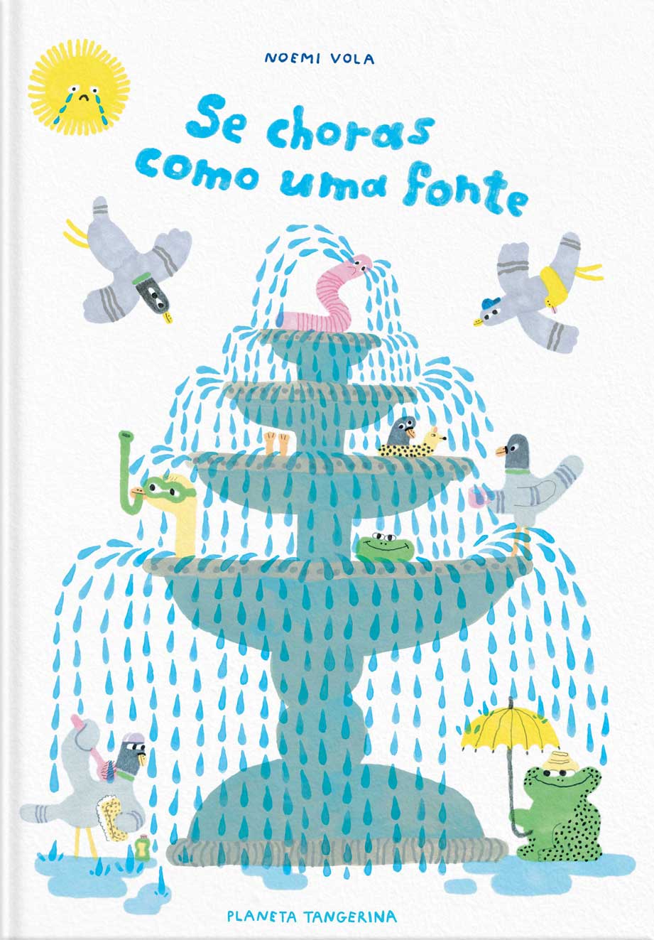 Capa de livro infantil com fonte e animais à volta