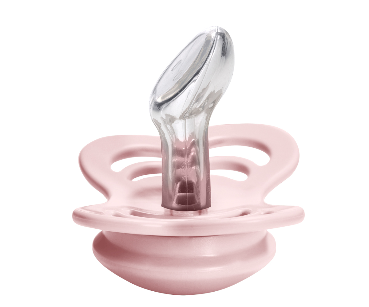 Chupeta rosa para bebé com chupeta transparente