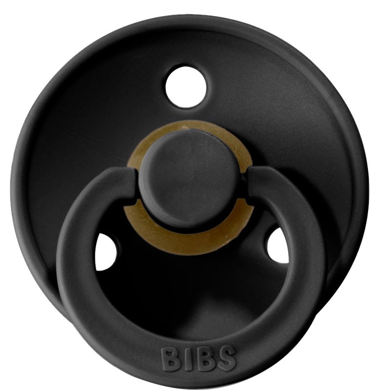 Chupeta preta BIBS com design redondo e três orifícios