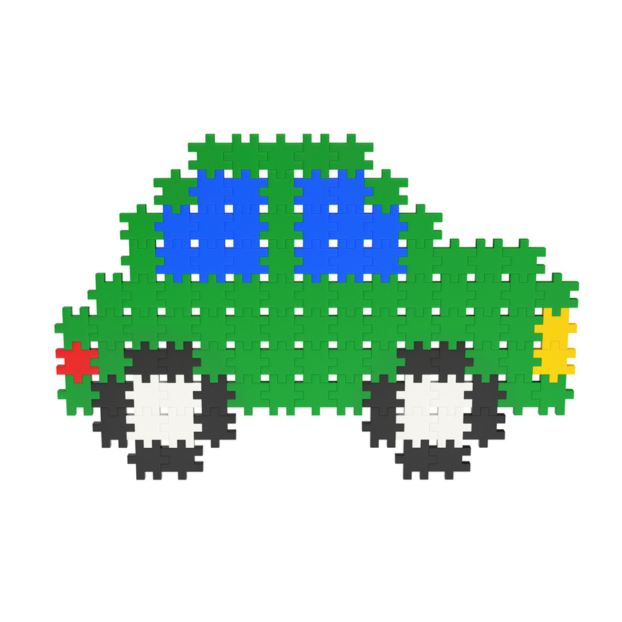 Carro feito com blocos de construção plásticos coloridos
