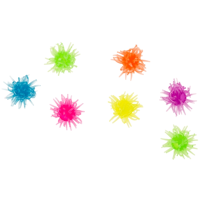 Set de bolas coloridas de plástico com pontas em fundo branco