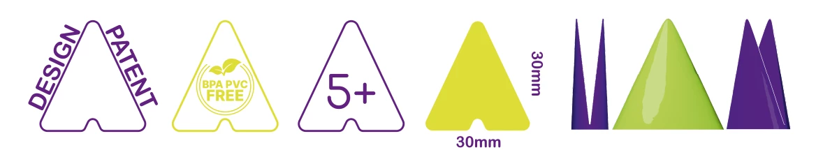 Ícones coloridos com textos e formas geométricas em fundo branco
