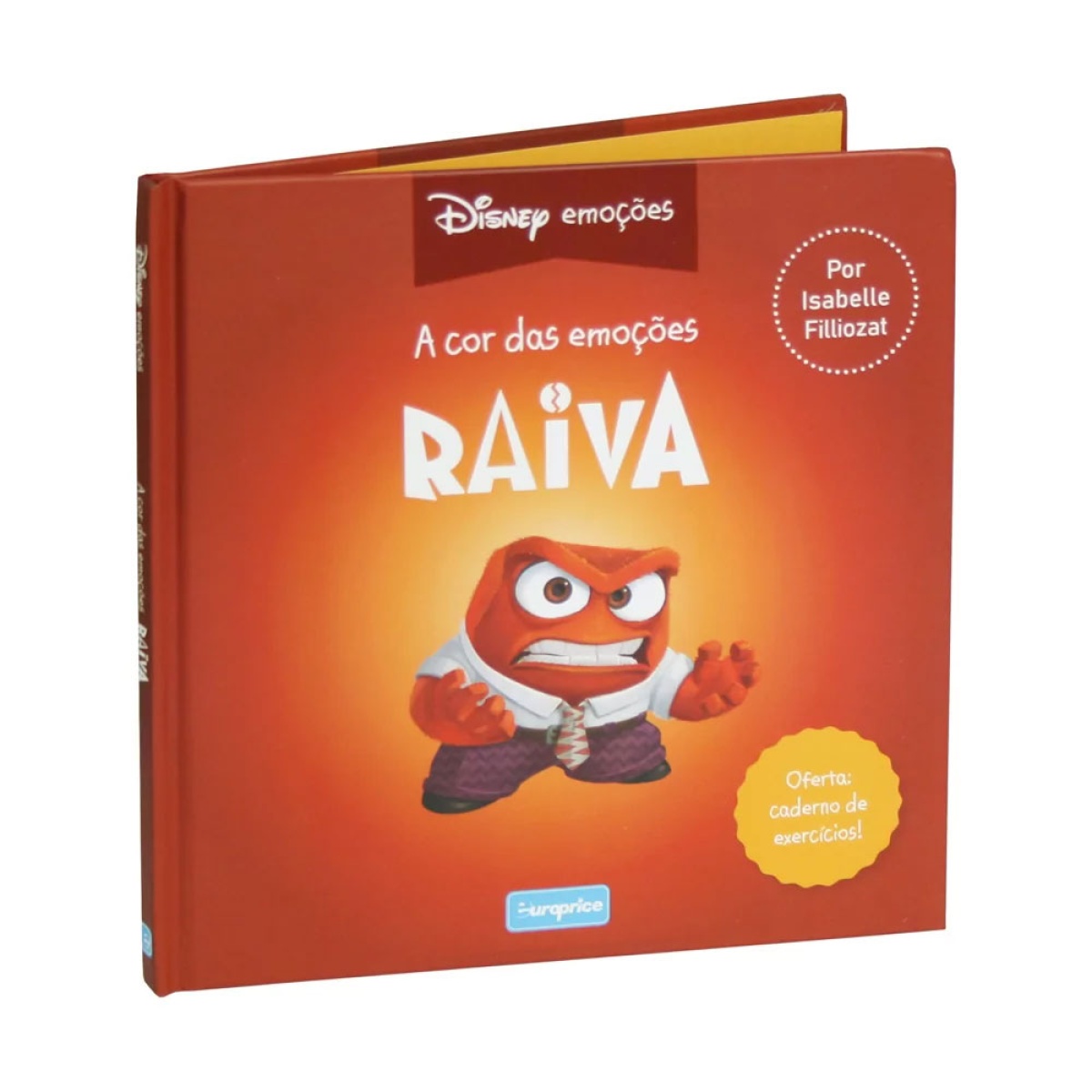 Livro infantil da Disney 'A cor das emoções RAIVA' com personagem e texto em laranja