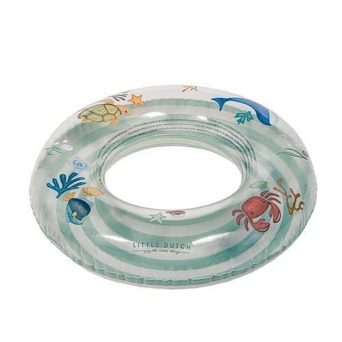 Boia de piscina circular transparente com desenhos de animais marinhos
