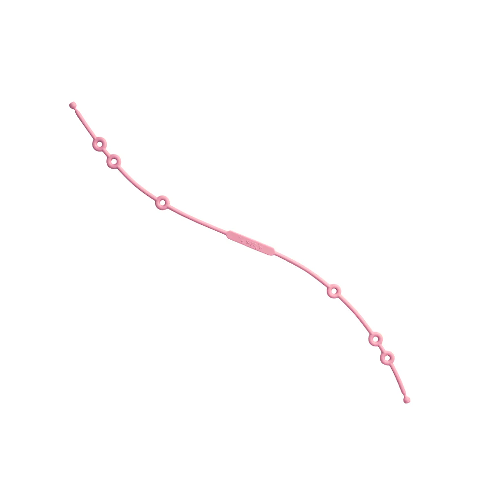 Colar de corrente rosa com esferas de vários tamanhos