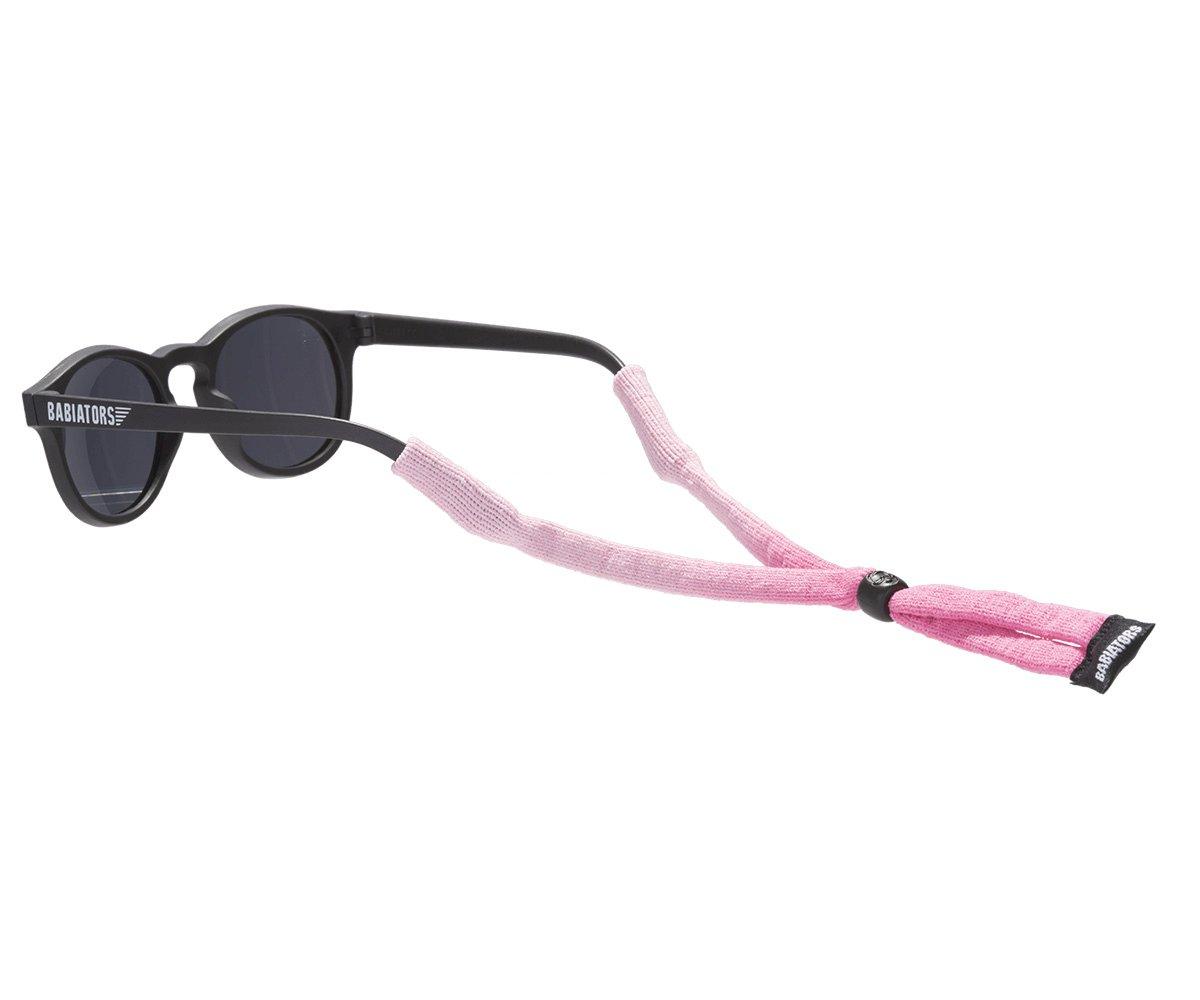 Óculos de sol pretos com cordão rosa e etiqueta RABBITORF