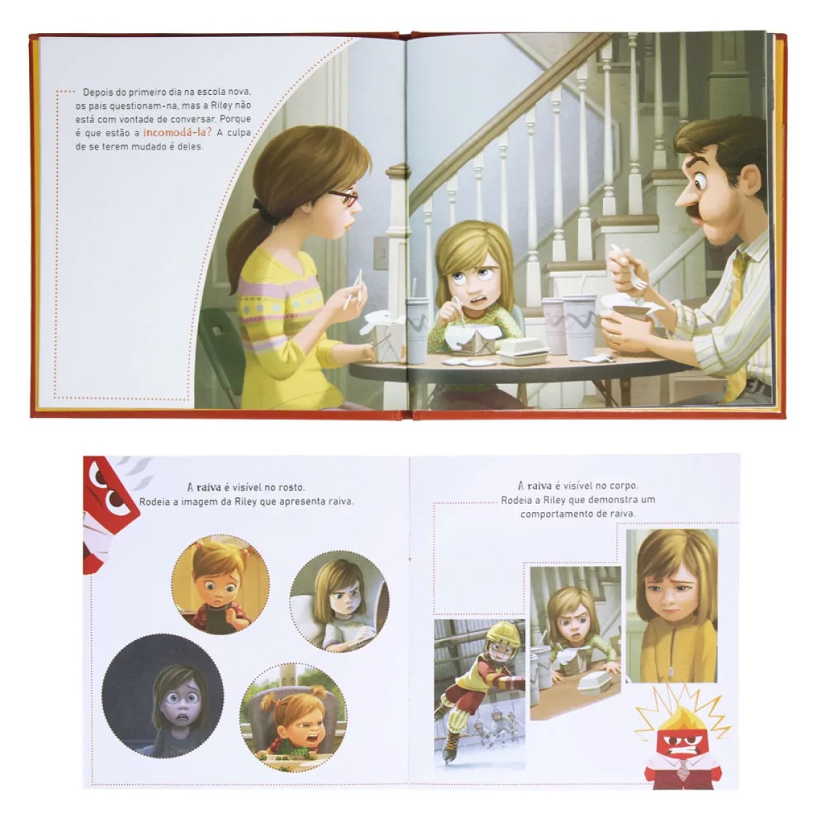 Páginas abertas de livro infantil com ilustrações coloridas e texto em português.