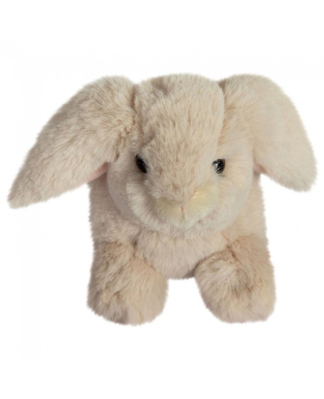 Pelúcia de coelho bege claro com olhos escuros pequenos