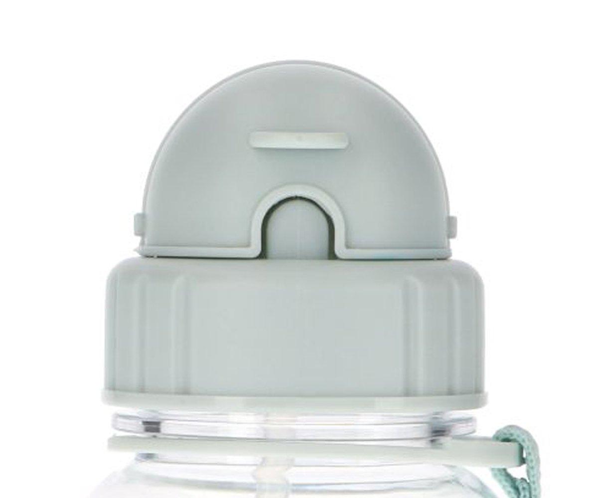 Garrafa de água transparente com tampa cinza de plástico