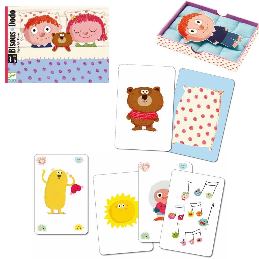Jogo de cartas Bisous Dodo com ilustrações coloridas e caixa aberta