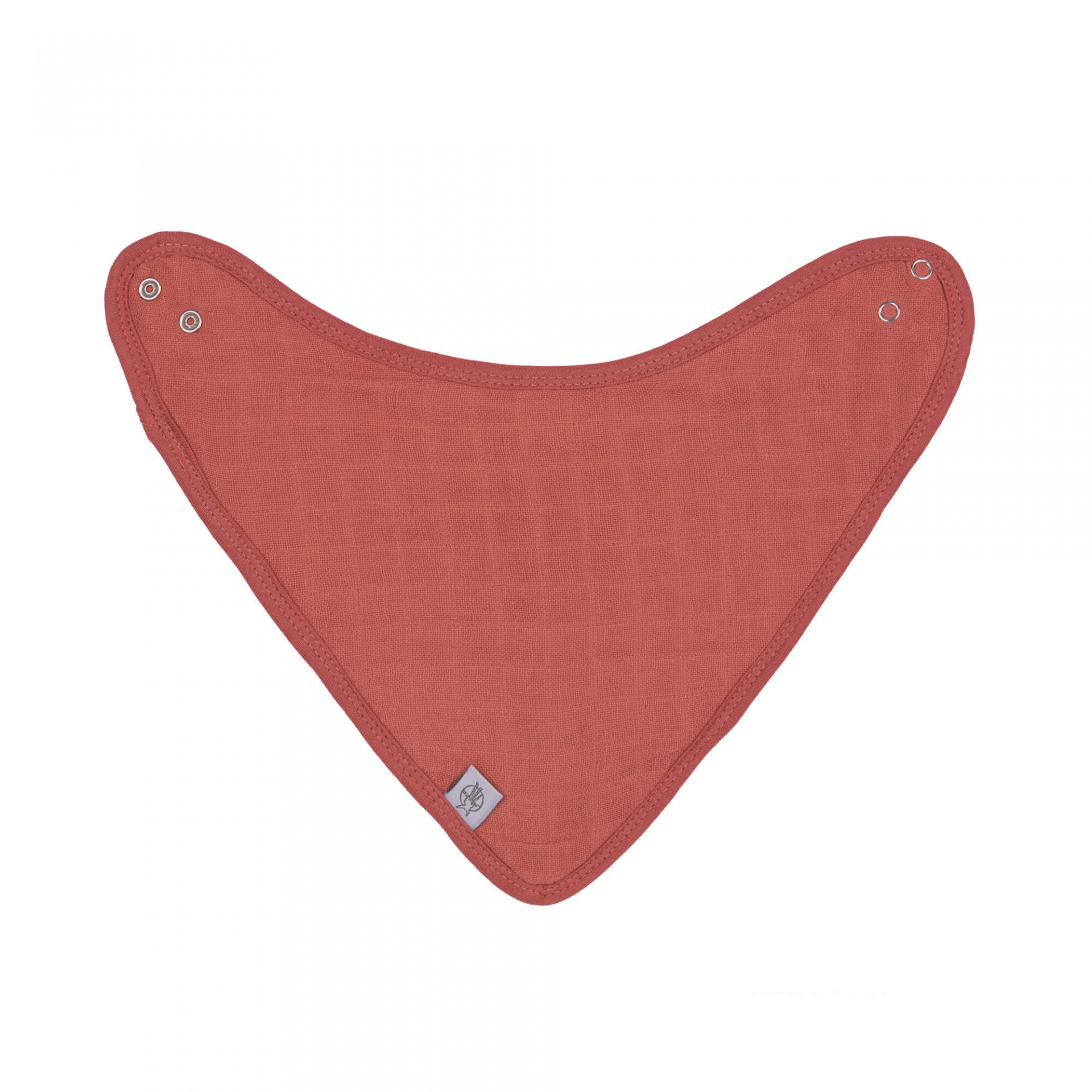 Babete triangular vermelho alaranjado com fechos metálicos