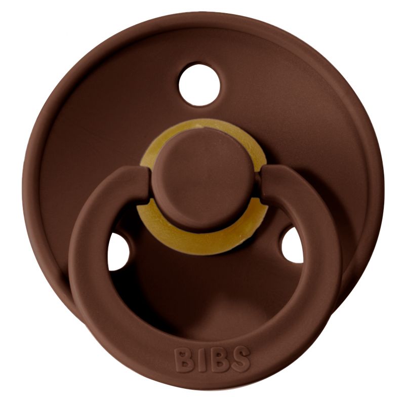 Chupeta redonda de silicone castanha com anel de pega