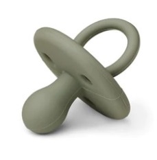 Chupeta de silicone verde-acinzentada com anilha grossa