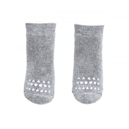 Par de meias cinzentas de bebé com antiderrapantes brancos