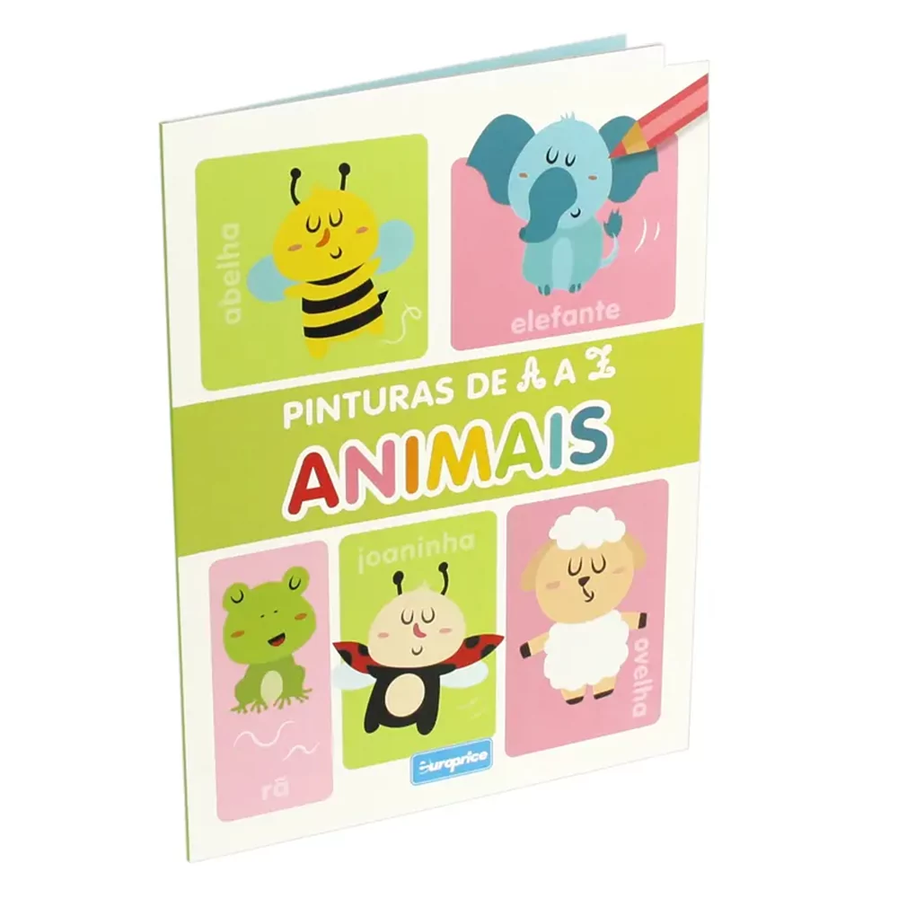 Capa de livro infantil com desenhos de animais para pintar