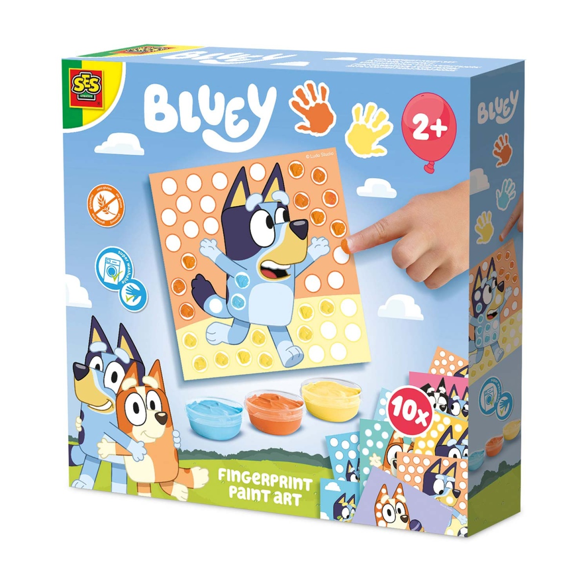 Jogo infantil BLUEY Fingerprint Paint Art com tintas coloridas e personagens cães cartoon