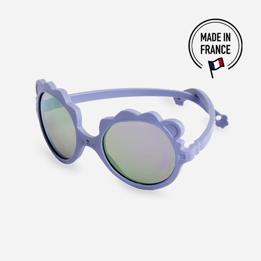 Óculos de sol lilás com lentes espelhadas e selo Made in France