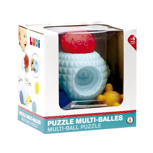 Caixa de puzzle multi-balls com bolas coloridas e texturizadas de plástico