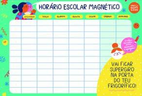 Horário escolar magnético colorido para frigorífico com dias da semana e texto motivacional