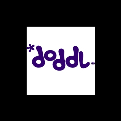 Logotipo da marca doddl em roxo com estrela