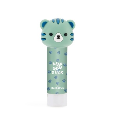Cola em barra verde com tampa em forma de rosto de urso azul