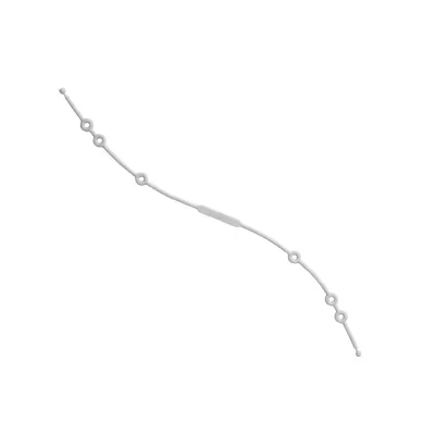 Elástico branco com argolas redondas espaçadas