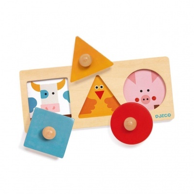 Jogo de encaixe de madeira colorido com animais para crianças