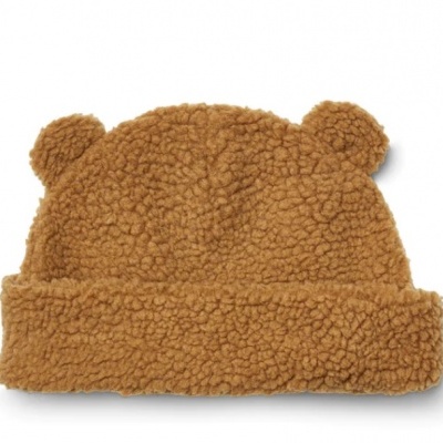 Gorro infantil castanho felpudo com orelhas