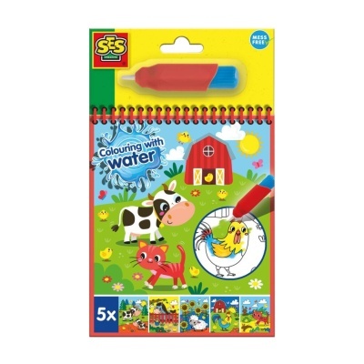Conjunto SES Colouring with Water com 5 livros para colorir e marcador de água