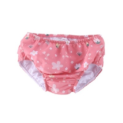 Cueca para bebé cor-de-rosa com padrão de flores