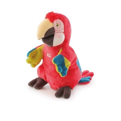 Pelúcia de papagaio colorido em tecido macio