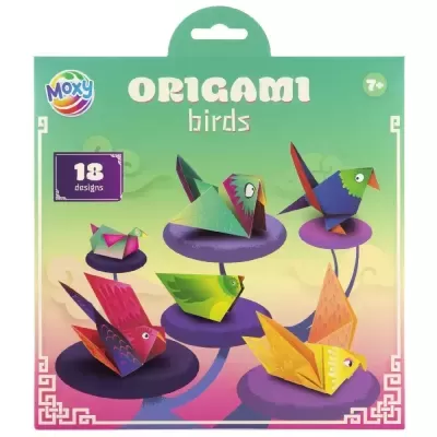 Pacote de origami com pássaros coloridos Moxy com 18 designs