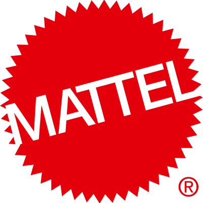 Logótipo vermelho da Mattel com texto branco