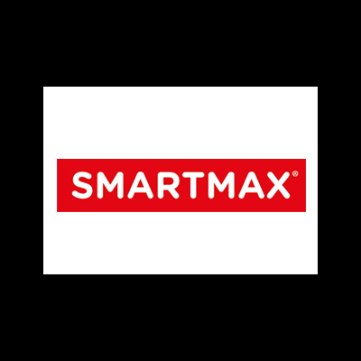 Logótipo SMARTMAX em branco sobre fundo vermelho