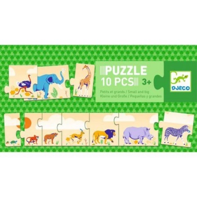 Puzzle infantil com 10 peças e animais coloridos, marca Djeco