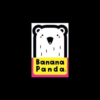 Desenho de panda com texto Banana Panda em fundo amarelo