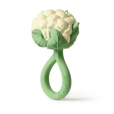 Brinquedo para bebé em forma de couve-flor verde e branca
