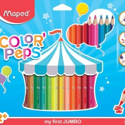 Estojo de lápis de cor Maped Color' Peps com 24 cores em embalagem colorida com tenda de circo