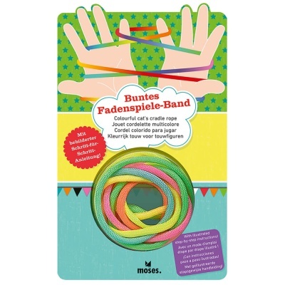 Embalagem do Buntes Fadenspiele-Band com cordel colorido para jogos de fio