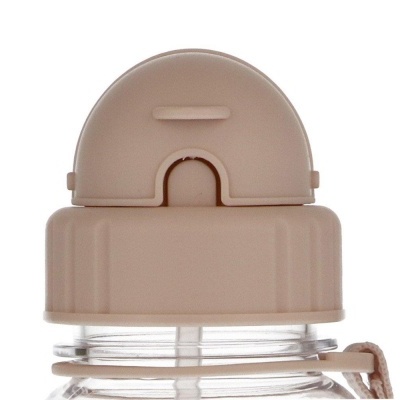 Tampa de garrafa bege em plástico com orifício para beber