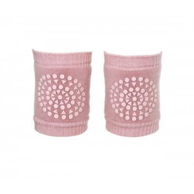 Par de joelheiras de bebé rosa com padrão antiderrapante branco