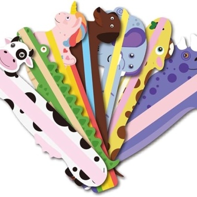 Pulseiras de papel coloridas com desenhos de animais