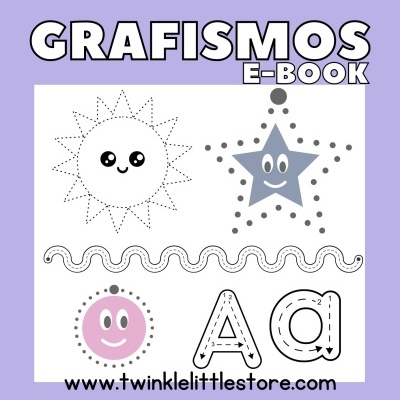 Capa de e-book colorida com figuras para traçar e letras A a para aprendizagem