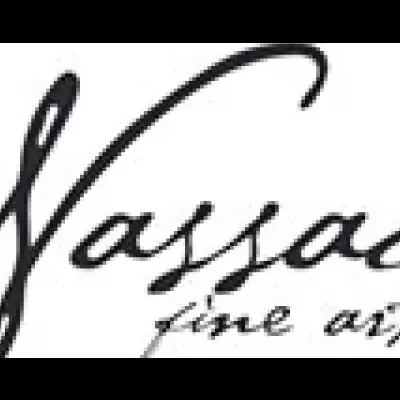 Logótipo com texto 'Nassau fine art' em preto sobre fundo branco