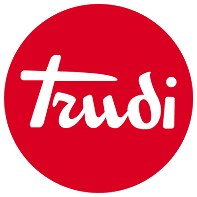 Logótipo da marca Trudi em círculo vermelho