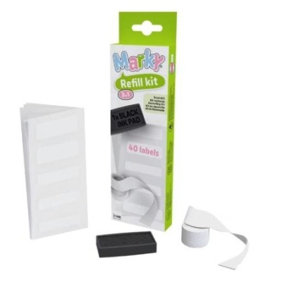 Kit de recarga para etiquetas Marky com embalagem verde e branca
