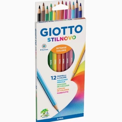 Caixa de lápis de cor GIOTTO STILNOVO com 12 pastéis de cor em várias cores
