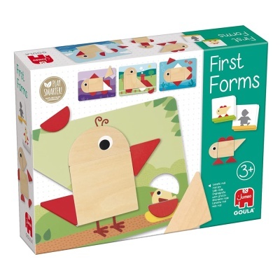 Embalagem de brinquedo de montagem de formas geométricas de madeira para crianças da marca Goula