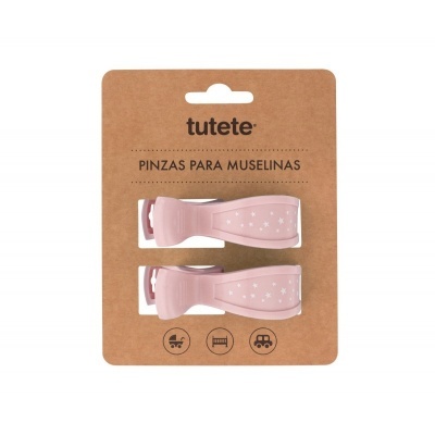 Pinças rosa para muselinas com estrelas em cartão castanho