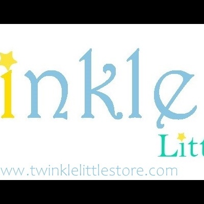 Logótipo colorido com estrela amarela sorridente e texto Twinkle Little Store